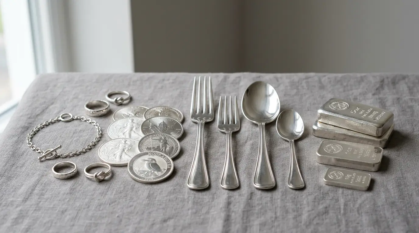 Каталог серебряных изделий — украшения, монеты, слитки, столовое серебро