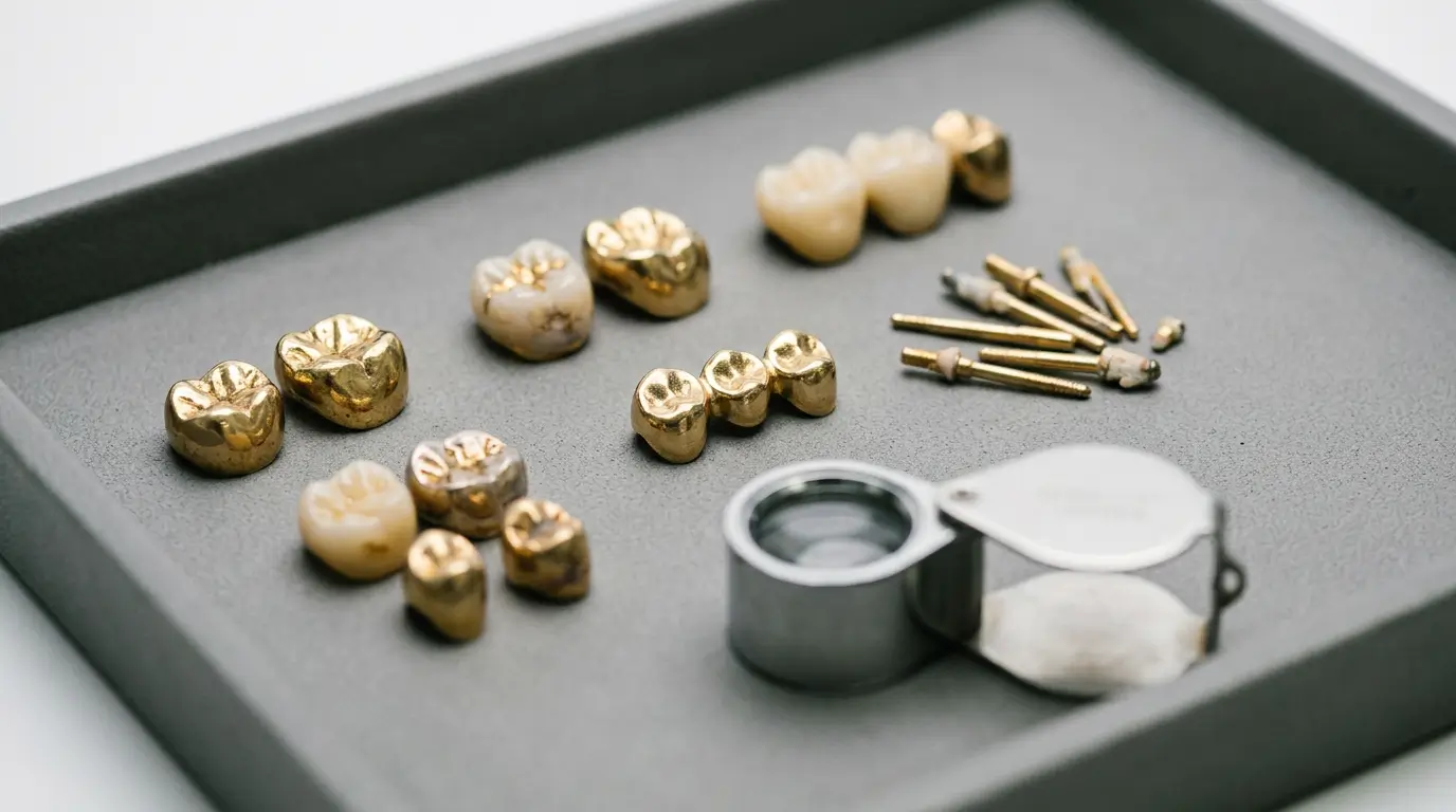 Виды стоматологического золота: коронки, мосты, штифты, пломбы
