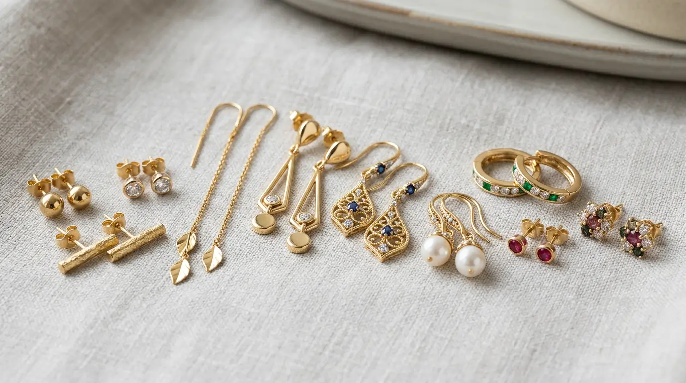 Разнообразие золотых серег — пусеты, серьги с камнями, советское золото