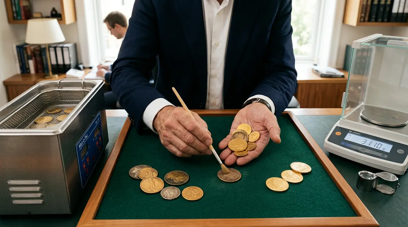 Профессиональная ультразвуковая чистка и оценка золотых монет