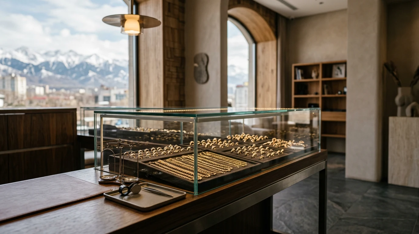 Покупка золотых ювелирных украшений в ломбарде Алматы — витрина и выгодные цены