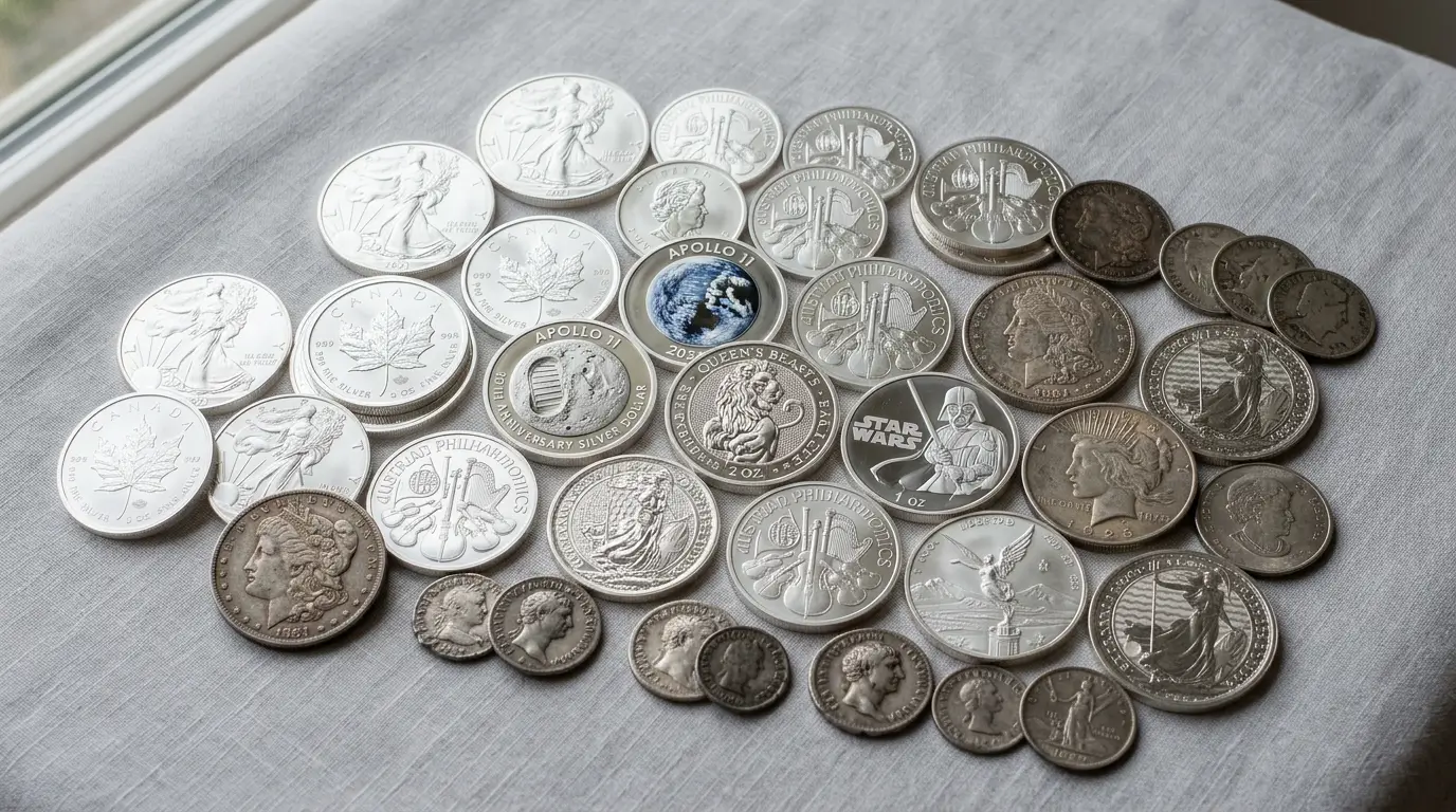 Виды серебряных монет — инвестиционные, памятные и коллекционные